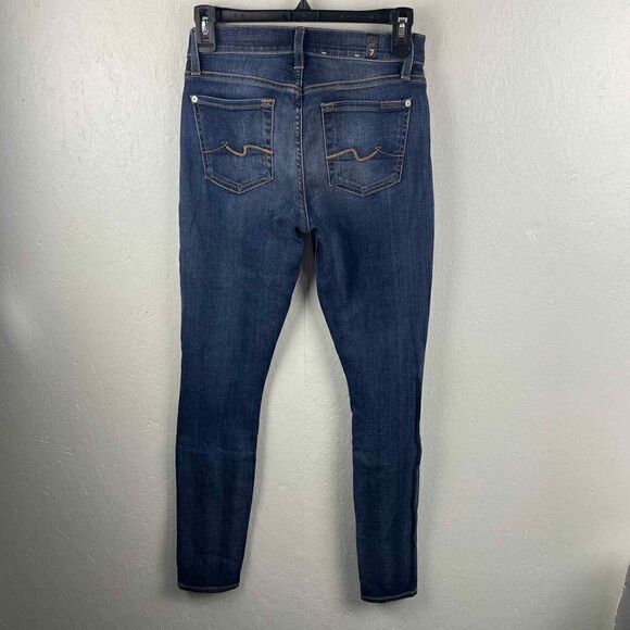 7 for all Mankind Mid/High Rise Skinny Gwenevere Slightly Distressed Jeans Sz 25 - Picture 8 of 12